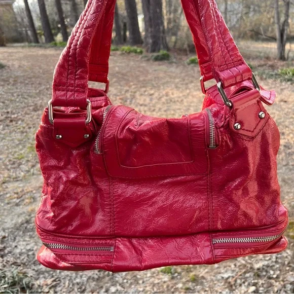 Marc Jacobs Pink Patent Leather Super K Tote Bag Purse Slouchy Y2K Bottom Zip